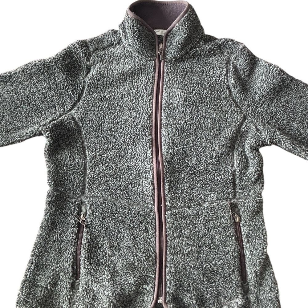 Woolrich Gray Sherpa Fleece Zip Up Jacket Size M